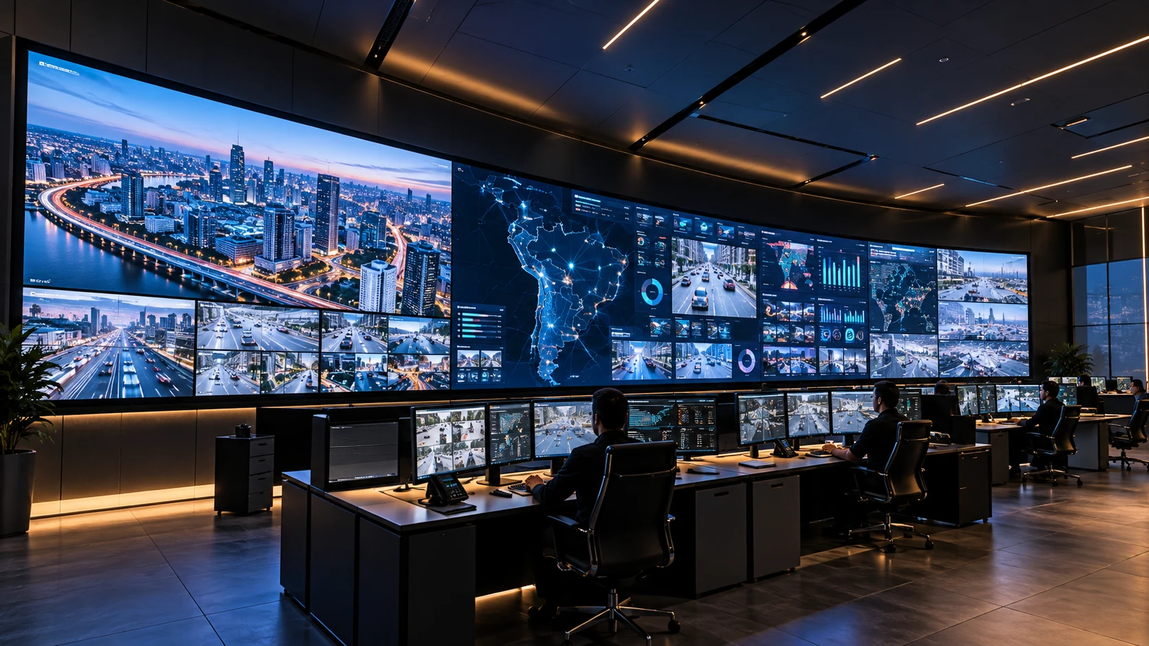 Sala de control con pantallas